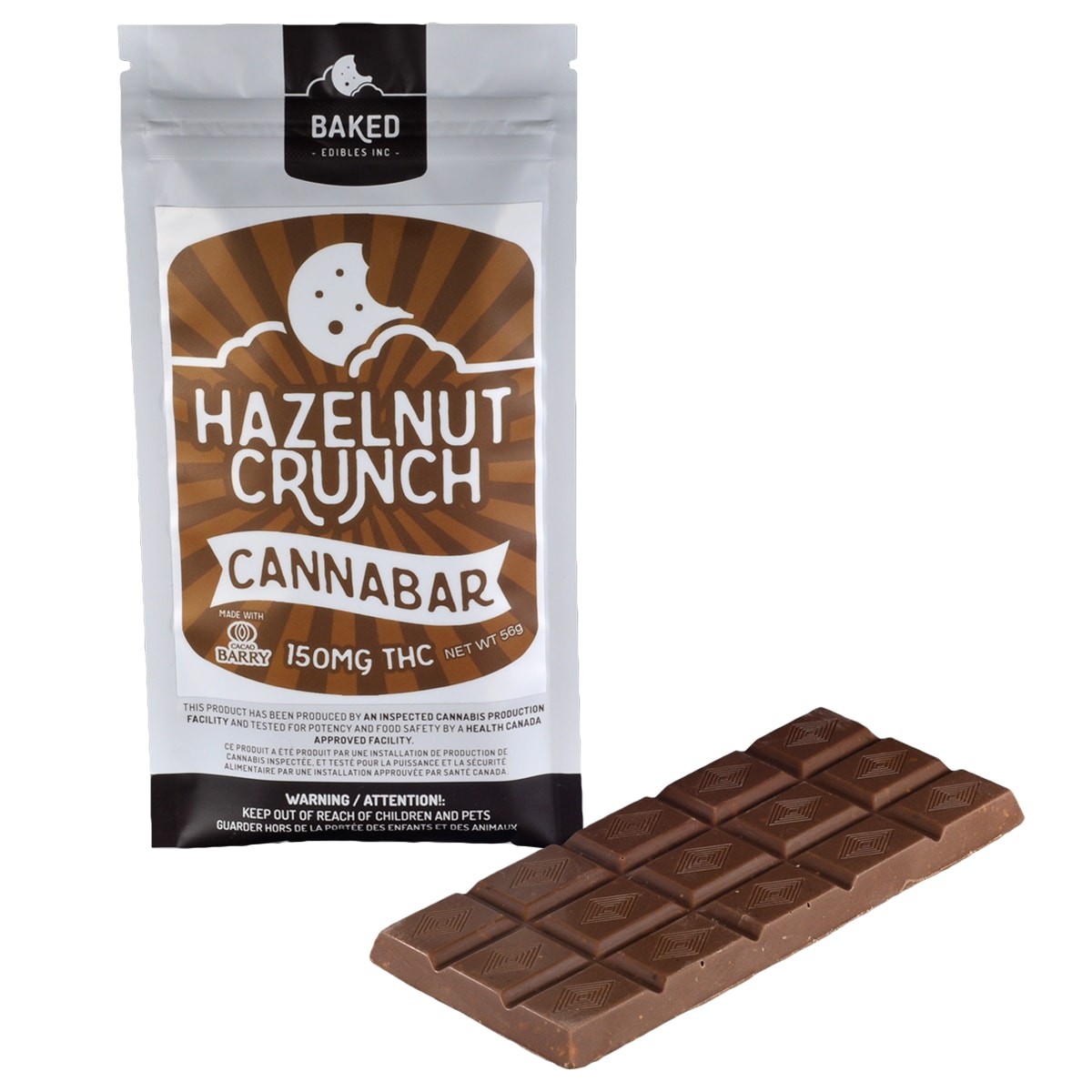 Baked Edibles – Chocolate Bar – Hazelnut Crunch 150mg THC | BC Weed Edible Canada