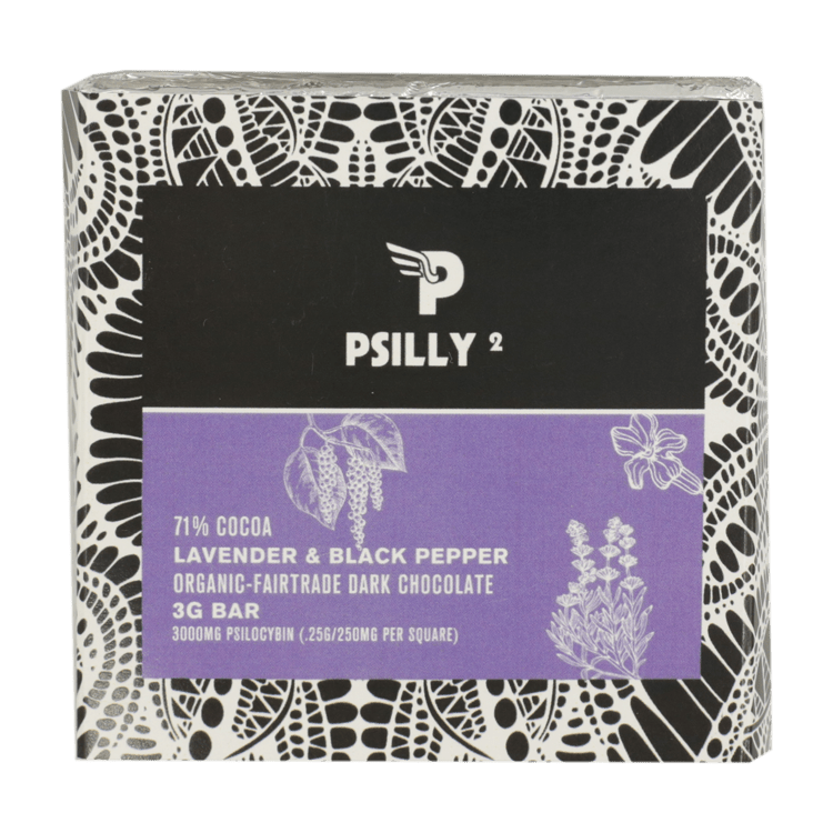 Psilly – Dark Chocolate Bar – Lavender & Black Pepper | BC Weed Edible Canada Psilly – Dark Chocolate Bar – Lavender & Black Pepper | BC Weed Edible Canada
