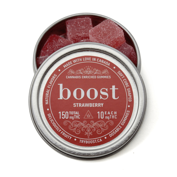 Boost – THC Strawberry Gummies – 150mg | BC Weed Edible Canada
