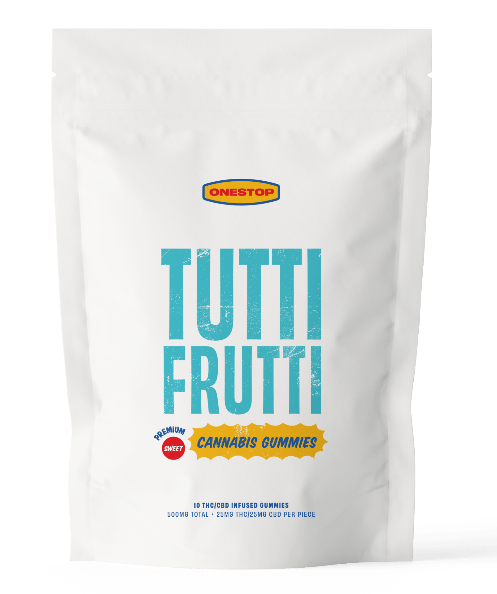 OneStop – Tutti Frutti 1:1 Gummies – 250mg THC / 250mg CBD | BC Weed Edible Canada