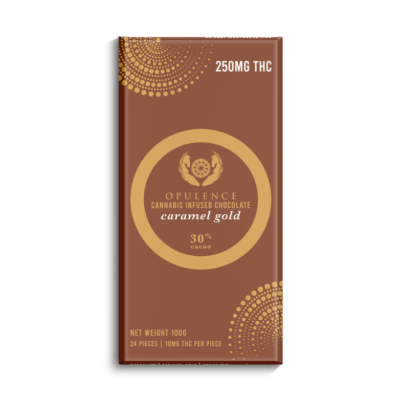 Opulence – THC Chocolate Bar – Caramel Gold | BC Weed Edible Canada Opulence – THC Chocolate Bar – Caramel Gold | BC Weed Edible Canada